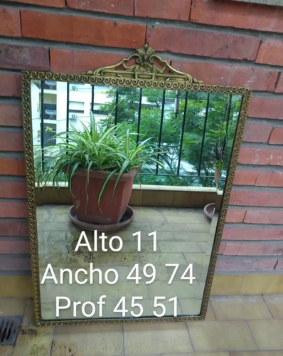 Espejo Marco Antiguo Bronce Macizo Labrado Estilo 70 X 50 Cm Bronce (Usado)