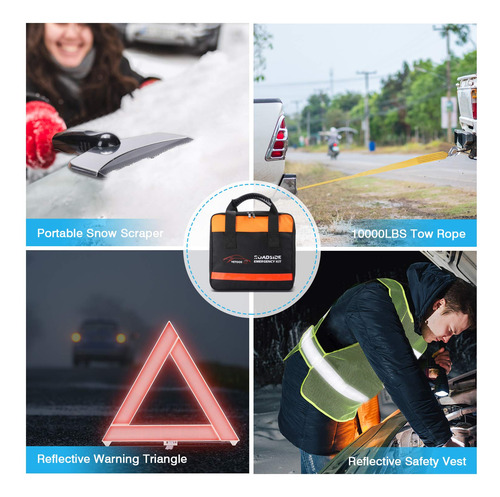 Kit De Emergencia Para Auto Con Cables Y Herramientas De Rep