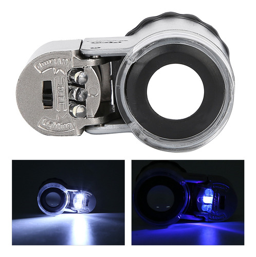 Lupa De Microscopio 50x Mini Portátil Con Moneda Led