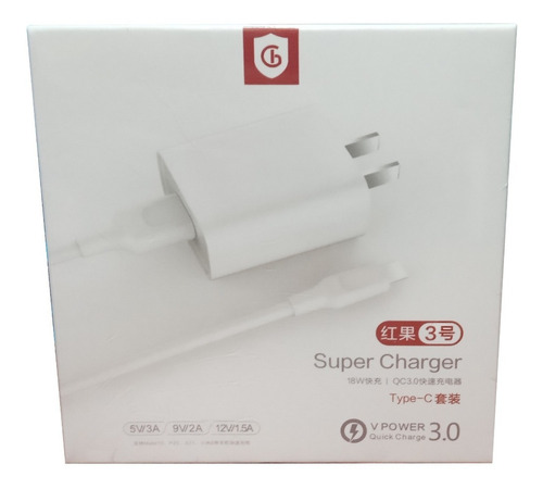 Cargador Carga Rápida 18w Usb Tipo C Quick Charger 3.0