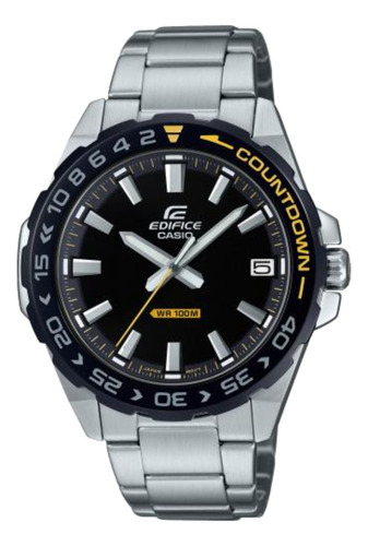 Reloj pulsera Casio EFV-120 con correa de acero inoxidable color plateado - fondo negro