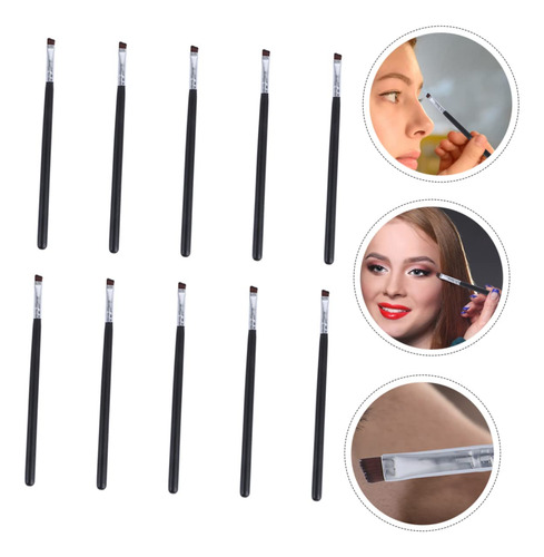 Juego De 10 Pinceles Angulares Para Cejas Y Ojos