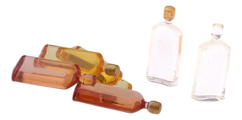 Conjunto De 6 Piezas Miniatura Botellas De Modelo Dollhouse