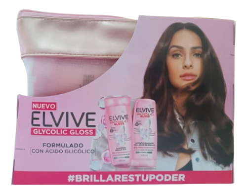 Kit Glycolic Gloss Elvive Shampoo/acondicionador 3x + Brillo