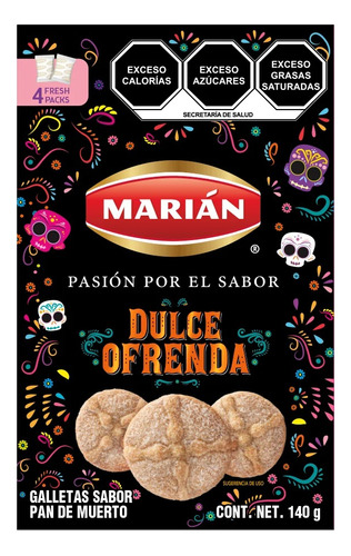 5 Pzs Marian Galletas Sabor Pan De Muerto Dulce Ofren 140gr