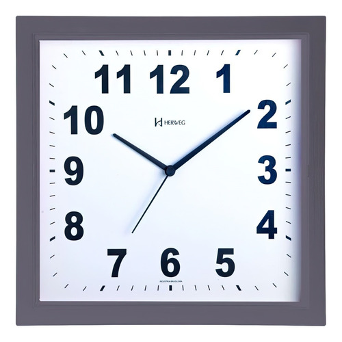 Relógio De Parede Herweg Quadrado 29cm Cinza 660034-024
