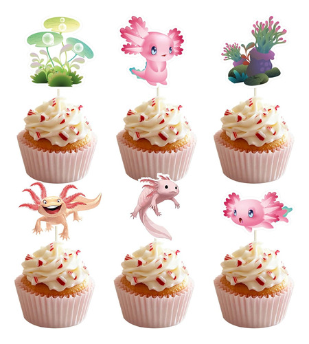 Ryst Axolotl Cupcake Toppers 24 Piezas Pin Animales Pinales