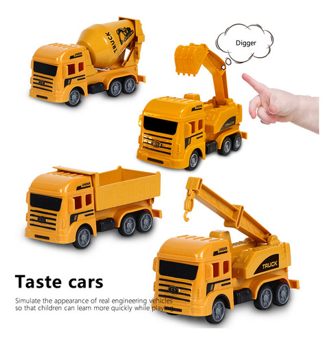 Juego De Vehículos De Construcción Para Niños, Grúa, Excavad