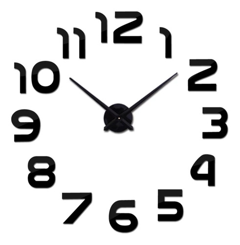 Reloj De Pared 3d Tamaño 100 X 100 Cm Color Negro 