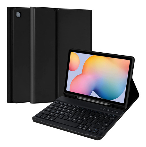 Funda Negra Con Teclado P/ Samsung S6 Lite Sm-p610/p613/p615
