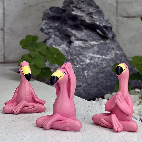 3x Estatua De Flamenco De Figura De Arte Rosa Moderno Para