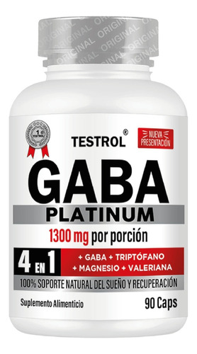 Testrol Gaba Platinum 4 En 1  Soporte Natural Del Descanso.  90 Caps Sabor Sin sabor