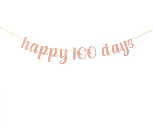 Pancarta De 100 Días De   Rosa  Celebración De 100 Dã...