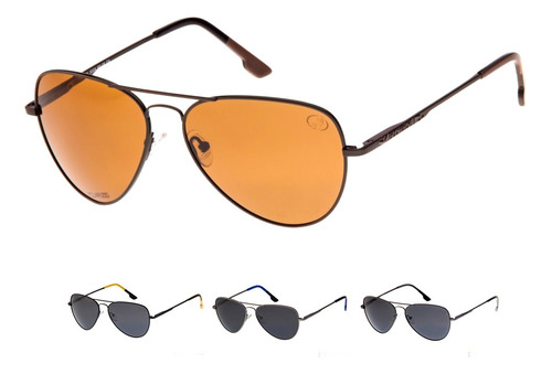 Óculos Sol Masculino Esporte Lentes Fumê U V Polarizado Cor Marrom Cor da lente Preto e Marrom