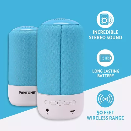 Pantone Bluetooth V5.0 Wireless Speaker with Loud Stereo Volume Up to 12 Hours Play Time Lime Green and 50ft Range Compatible with All Bluetooth Enabled Devices Built-in Microphone 