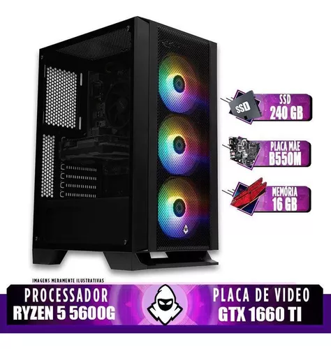 Pc Gamer Mancer, R5 5600g, Gtx 1660 Ti 6gb, 16gb, Ssd 240gb