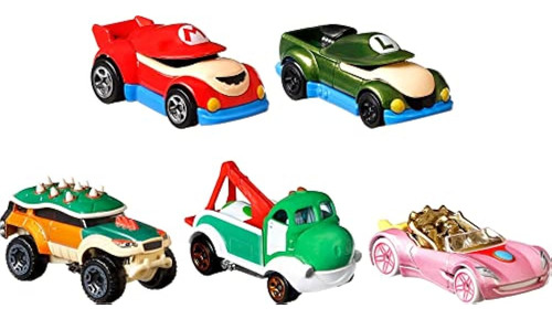 Hot Wheels Super Mario Character Car 5-pack Con Mario, Luigi