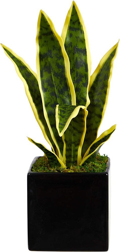 16 Pulgadas Planta Artificial Sansevieria En Maceta Neg...