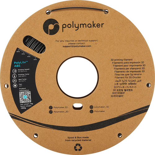 Filamento De Abs De Polymaker 1.75 Mm Negro, Filamento De Im