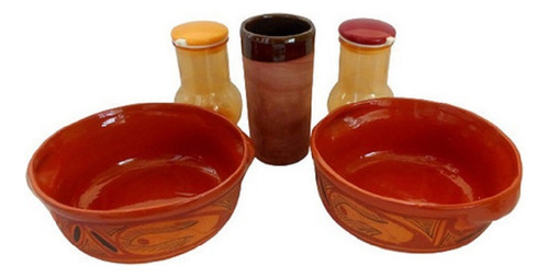 Platos De Barro Para Sopa Vaso Mas Salero Y Obsequio (Usado)