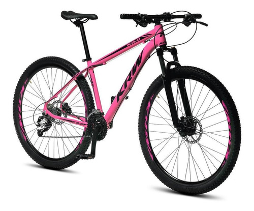 Bicicleta Aro 29 Krw Alum 27v Shimano Acera Hidráulico S30 Cor Rosa/Preto