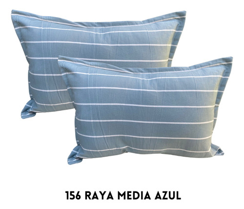 Combo 2 Almohadones Tusor 70x50 Cm Nordicos Relleno Vellon 156 Raya Media Azul .