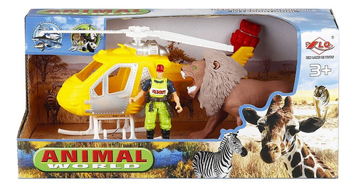 CityKids Animal Wolrd playset con helicóptero y león