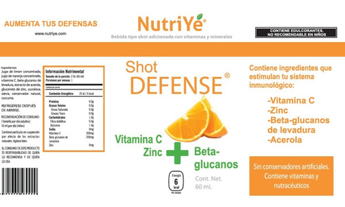 Imagen 4 de 5 de Shot Para Sistema Inmunológico 12pzs De 60 Ml 100% Natural