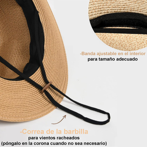 Sombrero De Panamá De Ala Ancha Para Mujer Con Mangas