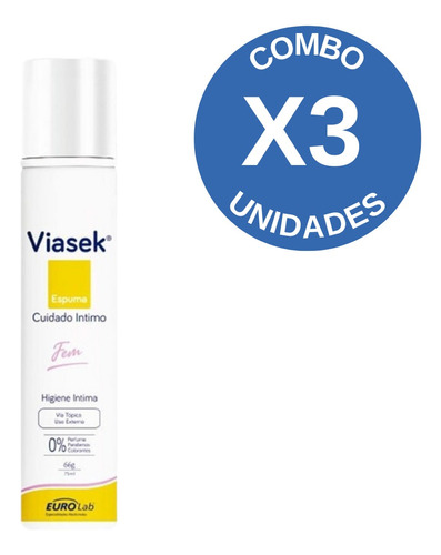 Combo X3 Viasek Espuma Intima Cuidado Intensivo 75 Ml