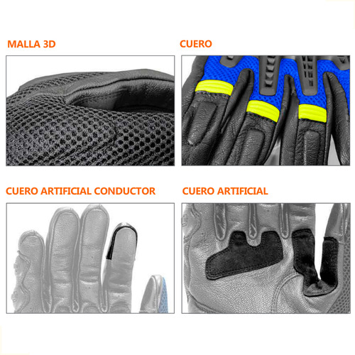 Guante Moto Con Protecciones - Hombre - Azul/amarillo