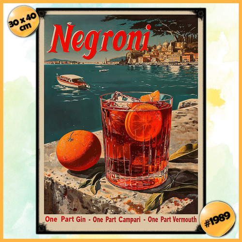 #1989 - Cuadro Decorativo 30 X 40 - Negroni Bar Trago Barman No Aplica No Aplica