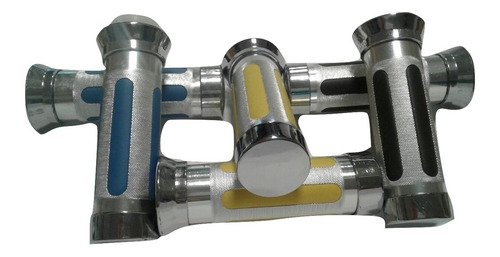 Puño Moto Aluminio Cromado Con Rayas Negra O Azul O Amarillo