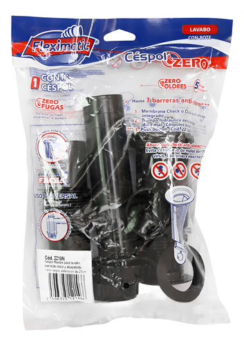 Kit 5 Pzs Cespol Flexible P/lavabo C/atrapatodo Negro 2218n