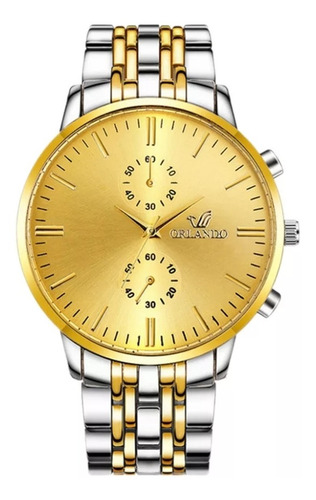 Relógio Masculino Orlando Dourado Luxo Negócios Quartz