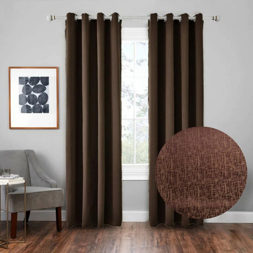 Cortina Con Aros En 2 Paños- 3mts Ancho X 2.30 Alto. - Choco