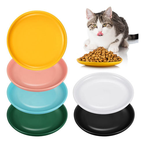 6 Platos De Ceramica Poco Profundos Para Gatos De 6 Pulgadas