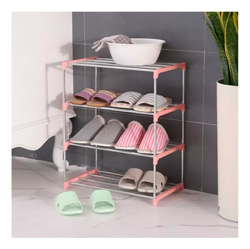 Organizador Zapatos Calzado Maximo 4 Estantes Desarmable Color Azul