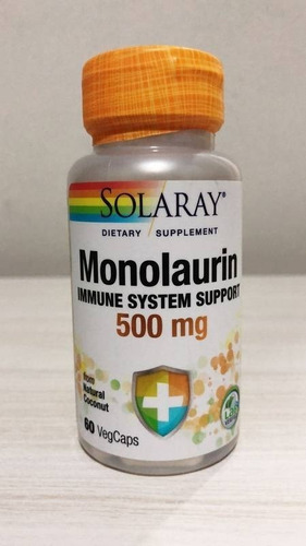 Monolaurin 500mg 60 Caps - Monolaurina - Solaray Importado