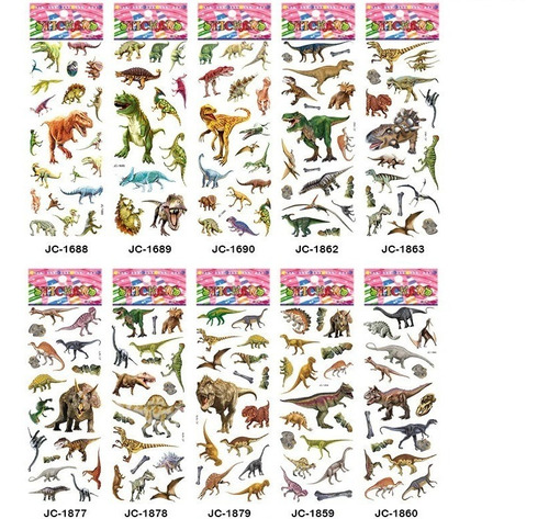 Dinosaurios Stickers 10 Laminas, C/u Con Varios Stockers