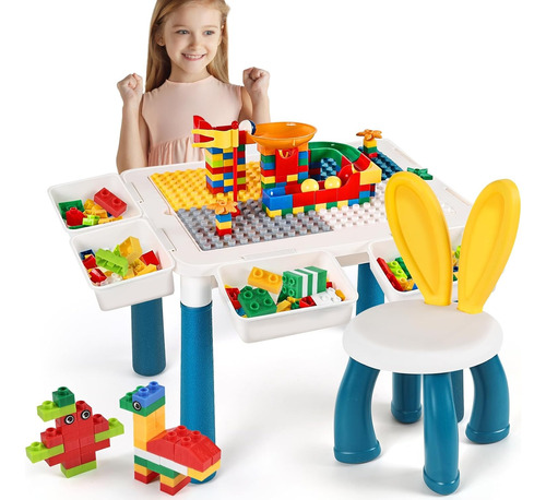 Mesa De Juego Móvil De Bloques De Construcción Para Niños