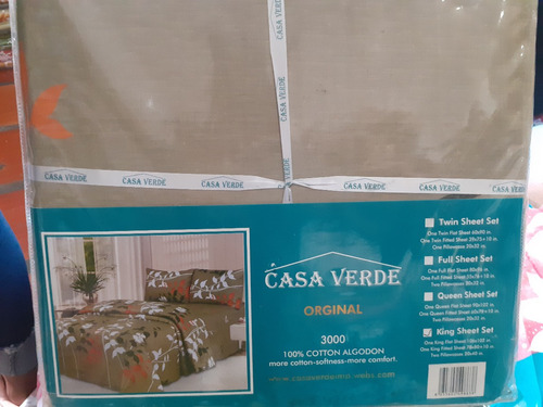 Juego De Sabana King Zize 2x2 Marca Casa Verde