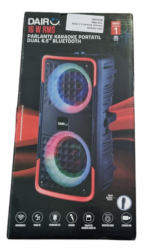 Parlante Karaoke Portatil Dual 6.5' Bluetooth Dairu Con Mic