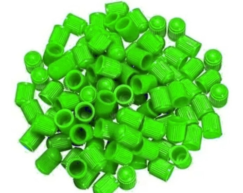 50 Tapones Plásticos P/ Válvula Llanta Moto Auto Bici Verde