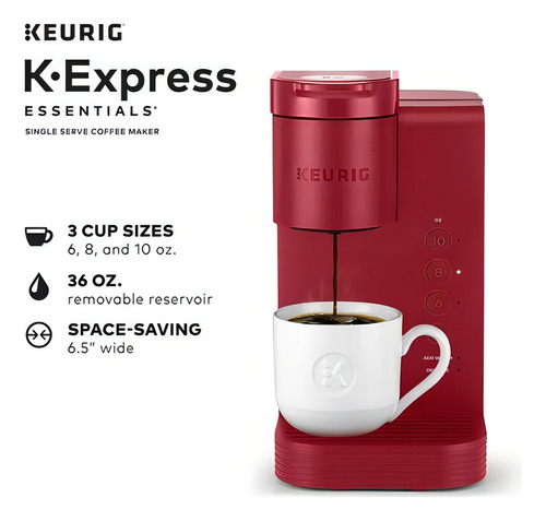 Keurig K-express Essentials Single Serve Kcup Cafetera, Roja Color Rojo