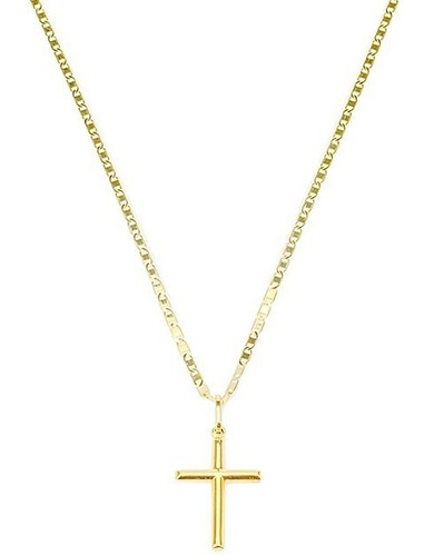 Corrente Masculina Piastrine 70cm E Crucifixo Ouro 18k 750