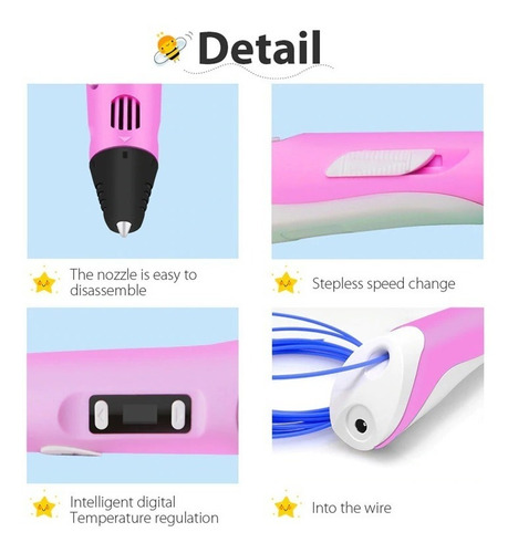 Lápiz 3d Impresora Modelado Plastico Lcd + Filament Amarillo