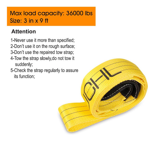 Jchl Tree Saver Strap, 3 Inchx9 Foot Winch Strap, Tow Str...