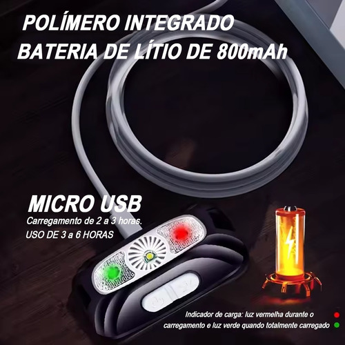 Lanterna Recarregável Usb Sensor À Prova D'água Uso Exter