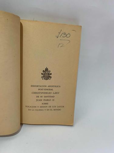 Documentos Pontificios 34 Exhortación Apostólica Juan Pablo (Usado)